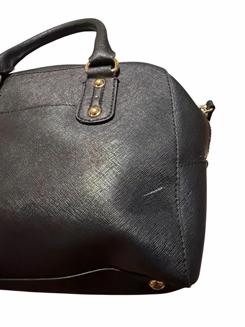 Michael Kors Black Leather Satchel with Gold Hardware